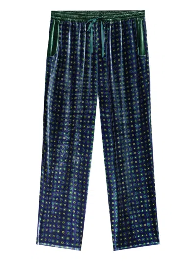 Pierre-louis Mascia Geometric-pattern Drawstring Trousers In Blue