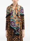 Pierre-louis Mascia Geometric-pattern Fringed-edges Scarf In Blue