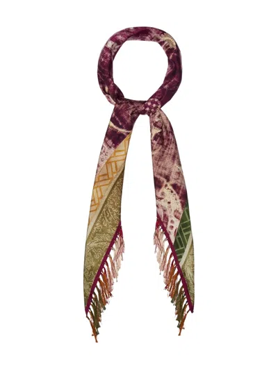Pierre-louis Mascia Geometric-pattern Fringed-edges Scarf In Purple