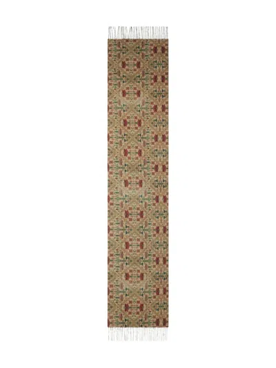 Pierre-louis Mascia Geometric-pattern Fringed-edges Scarf In Neutral