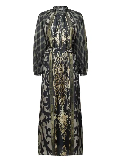 Pierre-louis Mascia Geometric-pattern Maxi Dress In Black