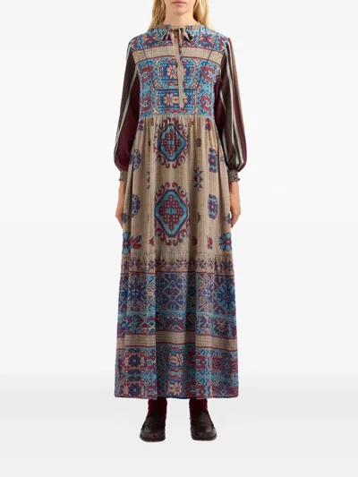Pierre-louis Mascia Geometric-pattern Midi Dress In Neutral