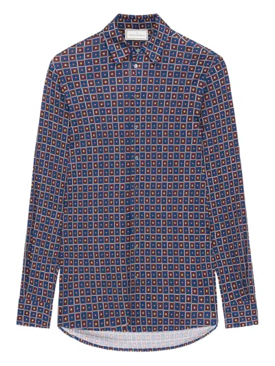 Pierre-louis Mascia Geometric-pattern Shirt In Blue