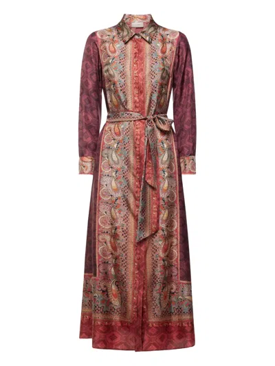 Pierre-louis Mascia Geometric-pattern Shirt Maxi Dress In Red