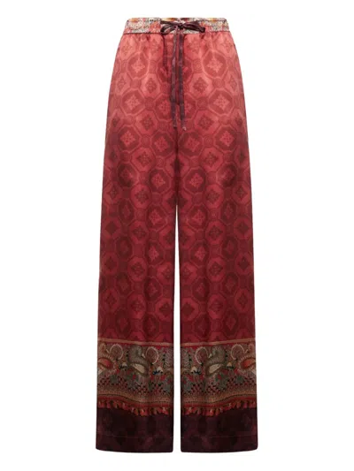 Pierre-louis Mascia Geometric-pattern Trousers In Burgundy