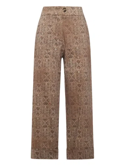 Pierre-louis Mascia Geometric-pattern Trousers In Neutral