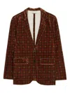 Pierre-louis Mascia Geometric-pattern Velvet Blazer In Brown