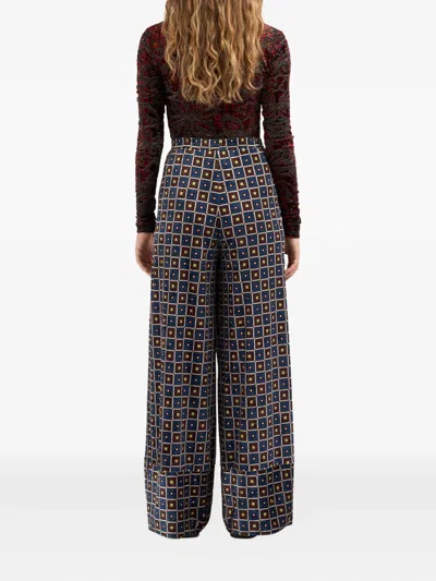 Pierre-louis Mascia Geometric-pattern Velvet Trousers In Black