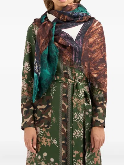 Pierre-louis Mascia Geometric-print Fringed-trim Scarf In Brown