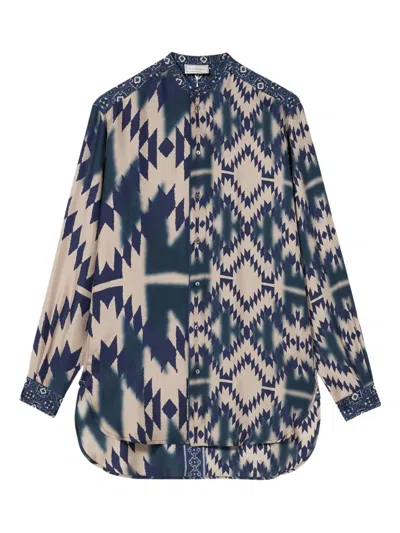 Pierre-louis Mascia Geometric-print Shirt In Blue