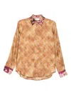 Pierre-louis Mascia Geometric-print Silk Shirt In Brown