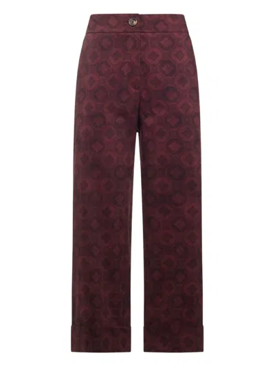 Pierre-louis Mascia Kids' Geometric-print Trousers In Burgundy