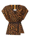Pierre-louis Mascia Geometric-print Wrap Top In Brown