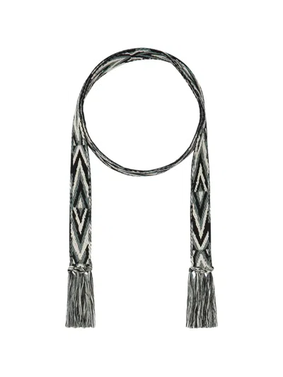 Pierre-louis Mascia Geometric Tassel Cotton Belt In Black