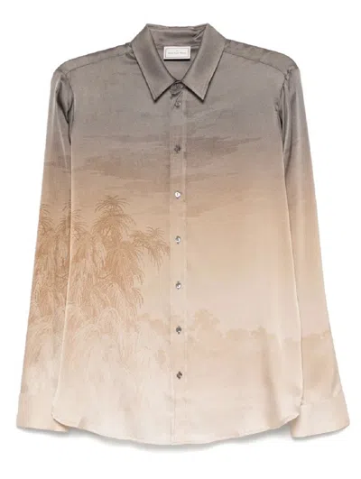Pierre-louis Mascia Gradient Long-sleeve Shirt In Gray