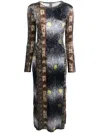 Pierre-louis Mascia Graphic-print Long-sleeve Dress In Blue