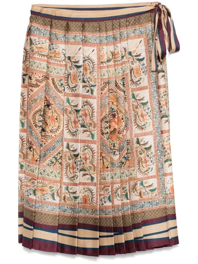 Pierre-louis Mascia Graphic-print Mini Skirt In Nude