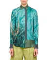 PIERRE-LOUIS MASCIA PIERRE-LOUIS MASCIA GREEN PRINTED SHIRT WITH POINTED COLLAR