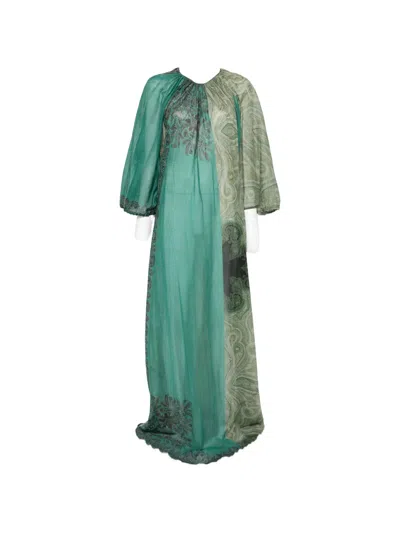 Pierre-louis Mascia Pierre Louis Mascia Silk And Cotton Blend Long Dress In Blue