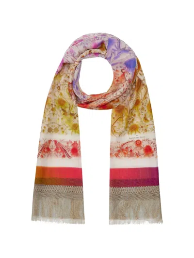 Pierre-louis Mascia Hawnbci Floral Fringe Scarf In Neutral