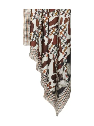 Pierre-louis Mascia Houndstooth-animal Print Scarf In Multi