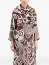 Pierre-louis Mascia Houndstooth-animal Print Scarf In Brown