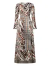 Pierre-louis Mascia Houndstooth-pattern Animal-print Maxi Dress In Brown