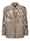 Pierre-louis Mascia Houndstooth-patterned Patchwork Jacket In Brown