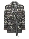 Pierre-louis Mascia Ikat-pattern Belted Jacket In Gray