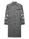 Pierre-louis Mascia Ikat-pattern Buttoned Coat In Gray