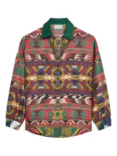 Pierre-louis Mascia Ikat-pattern Shirt In Green