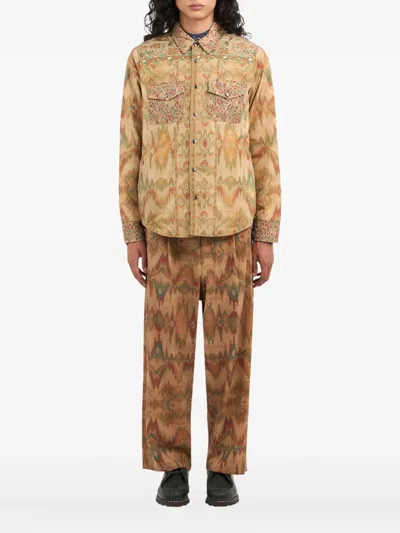 Pierre-louis Mascia Integmos Embroidered Patterned Shirt In Black