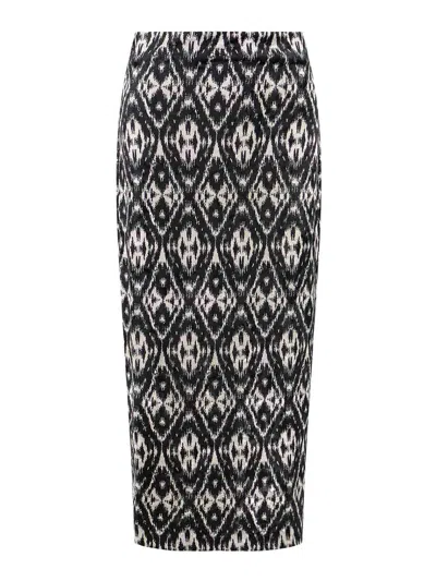 Pierre-louis Mascia Jacquard Velvet Pencil Skirt In Black