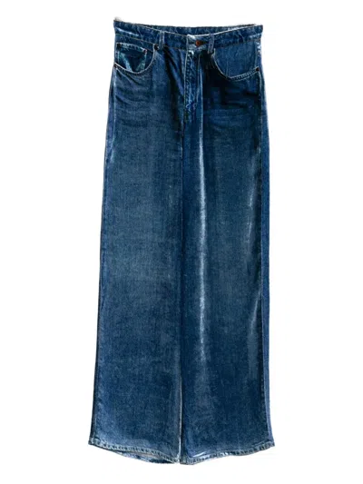 Pierre-louis Mascia Pierre Louis Mascia Denim Print Trousers In Blue