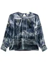 Pierre-louis Mascia Pierre Louis Mascia Silk Printed Blouse In Blue