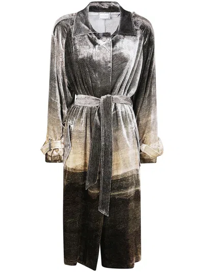 Pierre-louis Mascia Kanpur Belted Velvet Coat In Brown