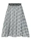 Pierre-louis Mascia Blue Organza Kobes Midi Skirt In Grey