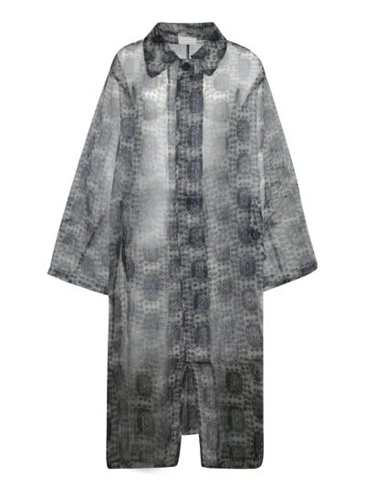 Pierre-louis Mascia Kobes Organza Blue Duster Coat In Multicolour