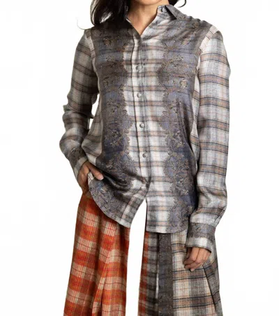 Pierre-louis Mascia Lace Plaid Top In Multicolor