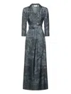Pierre-louis Mascia Landscape-print Belted Maxi Dress In Gray