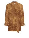 Pierre-louis Mascia Landscape-print Belted Robe In Brown