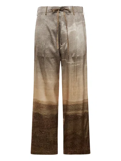 Pierre-louis Mascia Landscape-print Drawstring-waist Trousers In Multi