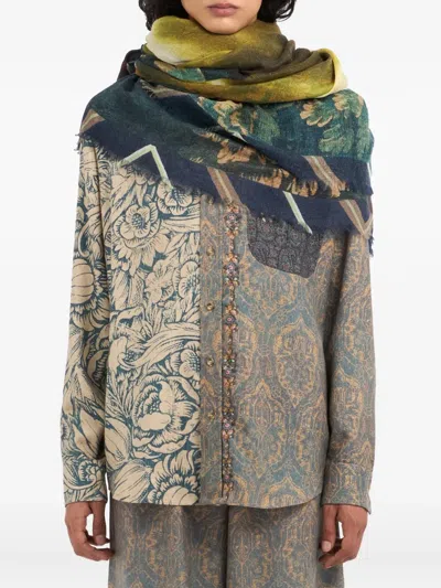 Pierre-louis Mascia Landscape-print Fringed Scarf In Multi