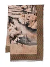 Pierre-louis Mascia Landscape-print Fringed Scarf In Brown