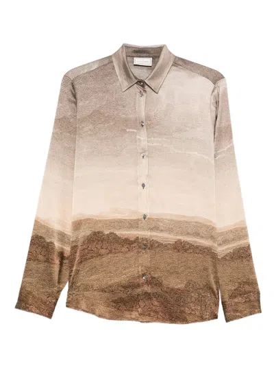 Pierre-louis Mascia Landscape-print Shirt In Brown