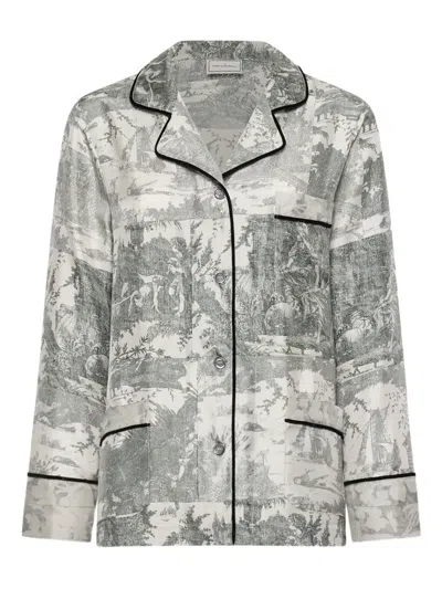 Pierre-louis Mascia Landscape-print Shirt In Gray