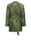 Pierre-louis Mascia Landscape-print Silk Robe In Green