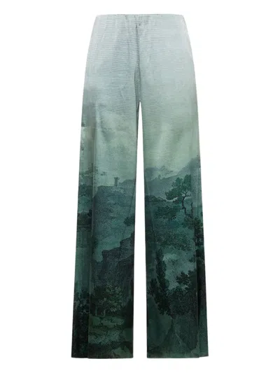 Pierre-louis Mascia Landscape-print Trousers In Green