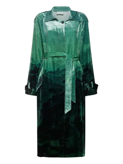 Pierre-louis Mascia Landscape-print Velvet Coat In Multi