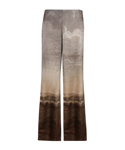 Pierre-louis Mascia Landscape-print Wide-leg Trousers In Brown